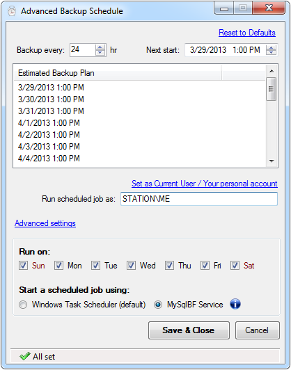 Advanced Schedule