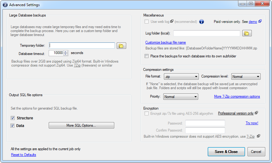 Advanced Settings