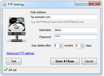 Ftp settings